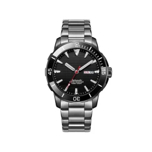 Men’s Automatic Mechanical Watch Stainless Steel Sapphire Crystal Dial Silicone Leather Band 10 Bar Water