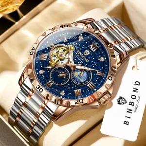 Men’s Automatic Mechanical Watch Stainless Steel Watch Luminous Waterproof Casual Fashion Wristwatch