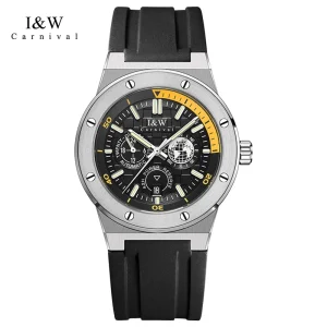 Men’s Automatic Mechanical Watch Tourbillon Skeleton Style Rubber Strap Rose Gold Stainless Steel Case Business