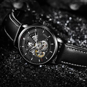 Men’s Automatic Mechanical Watch Tourbillon Stainless Steel Hidden Luminous Waterproof Casual Fashion Wristwatch