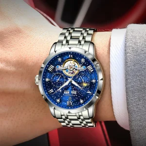 Men’s Automatic Mechanical Watch Water Resistant Stainless Steel Band Calendar