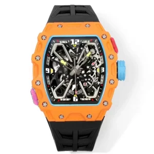 Men’s Automatic Mechanical Watch Waterproof Salmon Skeleton