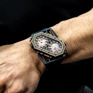 Men’s Automatic Mechanical Watches OEM Stainless Steel Case Rubber Band Design Dual Movement Original Watch