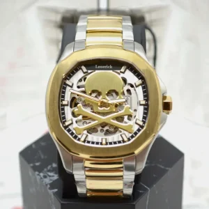 Men’s Automatic Skeleton Mechanical Watch Business Luxury Style with Gold and Silver Match Tourbillon Skull Wristwatch