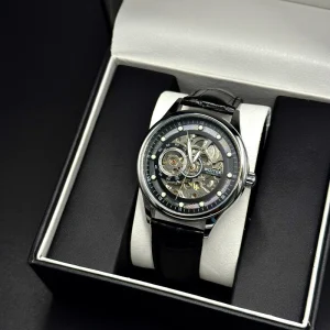 Men’s Automatic Skeleton Sports Watch Genuine Leather Strap Waterproof Luminous Hollow Out Mechanical Watch