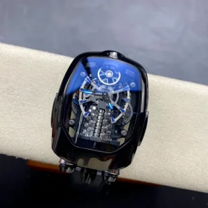 Men’s Automatic Watch Black Stainless Steel Case Dial Silicone Strap