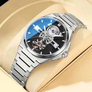 Men’s Automatic Watch Luxury Mechanical Skeleton Stainless Steel Waterproof WristWatch Relogio Masculino Montre