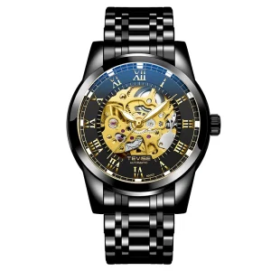 Men’s Automatic Watch with Roman Numerals, Luminous & Waterproof Integrated Bracelet, Custom Logo Available