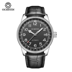 Men’s Automatic Winding Leather Strap Mechanical Watch for Business Wear