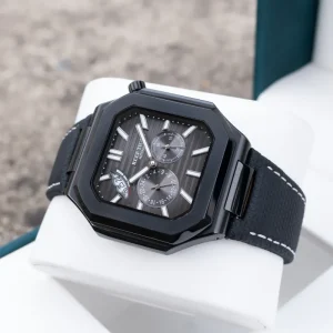 Men’s Black PVD Mechanical Automatic Luxury Analog Watch Luminous Fashion Multifunctional Waterproof Leather Sport