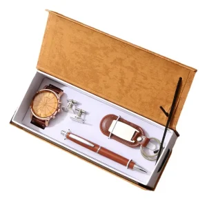 Men’s Business Gift Set Watch Keychain Pen Cufflinks Father’s Day Corporate Annual Meeting Event Souvenir Modern Simple