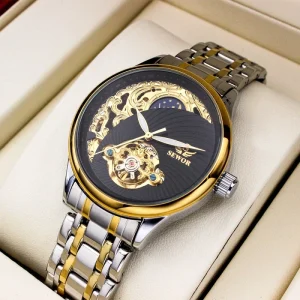 Men’s Business Retro Skeleton Tourbillon Automatic Watch High-Quality Luminous Waterproof Mechanical Wristwatch