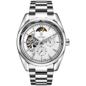 Mens Business Sports Fashion Watch 41.5mm Dial Automatic Mechanical Movement Water Resistant Stainless Steel Strap
