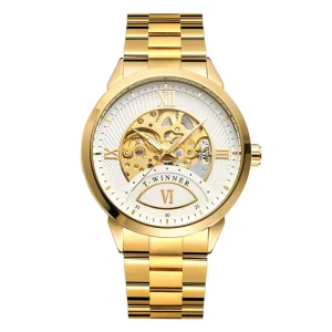 Men’s Business Steel Band Mechanical Watch, Hollowed-out, Automatic