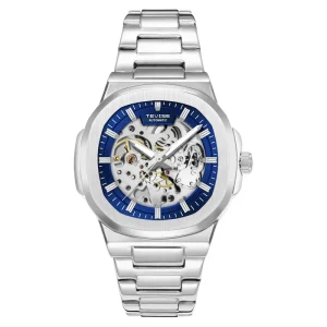 Mens Business Watch 40mm Dial Casual Designer Wristwatch Hollow Design Stainless Steel Automatic Mechanical Watch