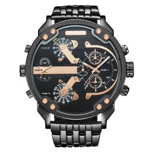 Men’s Business Watch GMT Time Luminous Hands SEIKO Movement Stainless Steel Quartz Watch