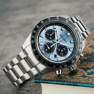 Men’s Business Watch Stainless Steel ETA Quartz Movement Chronograph Calendar Solar-Powered Luminous