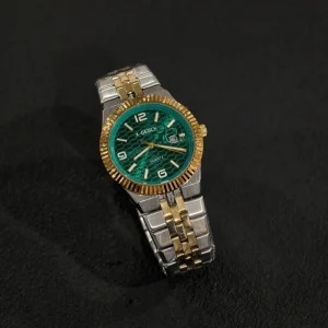 Men’s Business Watch, Waterproof, Crocodile Texture, Luminous Date, Quartz, Stainless Steel Wristwatch