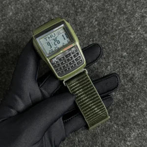 Men’s Calculator Design Classic Watch Nylon Strap LED Display Digital Watch