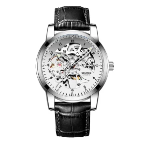 Men’s Casual Analog Hollow Out Wristwatch Leather Strap Luxury Visible Movement Business Use
