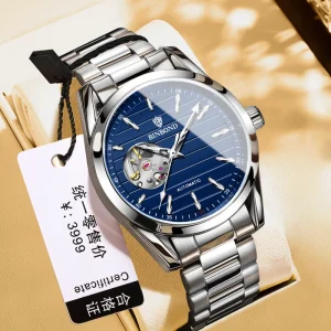 Men’s Casual Business Watch Men’s Fashion Waterproof Steel Strip Hollow Out Fully Automatic Mechanical Watch