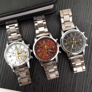 Men’s Casual Sport Wristwatch with Big Dial Quartz Stainless Steel Band Alloy Case Fashion Relogio Masculino Design