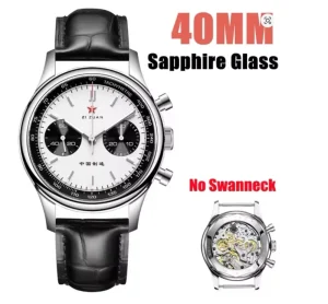 Men’s Chronograph Mechanical Wristwatch ST1901 Movement Gooseneck 40mm Luminous Sapphire Pilot Watch