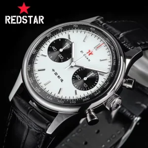 Men’s Chronograph Mechanical Wristwatch Seagull ST1901 Movement Gooseneck 40mm Luminous Sapphire Pilot Watch
