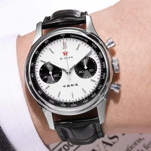 Men’s Chronograph Mechanical Wristwatch Seagull ST1901 Movement Gooseneck 40mm Luminous Sapphire Pilot Watch