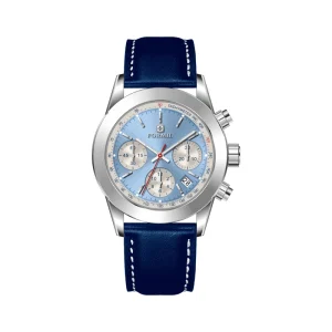 Men’s Chronograph Watch ETA 7753 Movement Green Dial Leather Strap 10ATM Waterproof Sport Wristwatch
