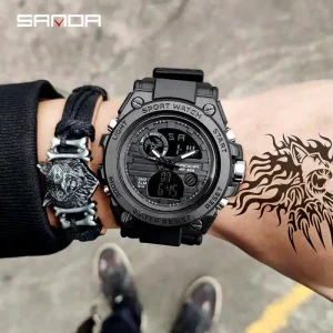 Men’s Classic Analog-Digital Wrist Watch Original Waterproof Multi-Function for Outdoor Sports 739