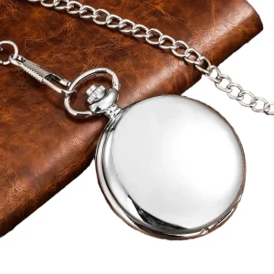 Men’s Classic Antique Quartz Pocket Watch Stainless Steel Alloy Logo Laser Custom 47mm No Waterproof