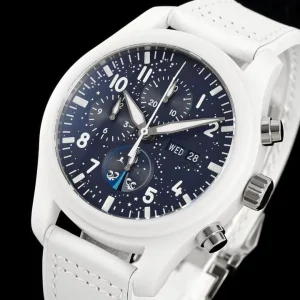Men’s Classic Automatic Mechanical Watch White Dial White Leather Strap Luminous Water Resistant