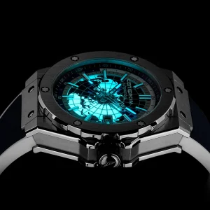 Men’s Custom Leather Wrist Watch Luxury Skeleton Mechanical Watch