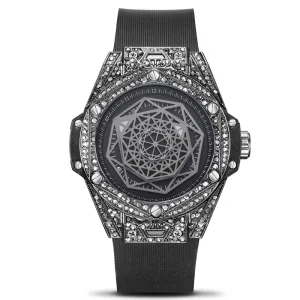 Men’s Diamond Fashion Trend Creative Watch Silicone Luminous Waterproof Sports Quartz Watch