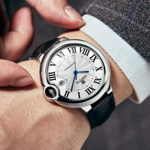 Men’s DiamondWatch Stainless Steel Sport Business Watch 41mm 22mm Mechanical Sapphire Crystal Water Resistant Pointer Luxury