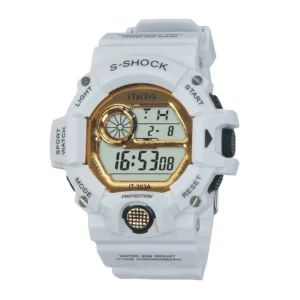 Men’s Digital Sport Watch with Original Resin Band and Stop Feature