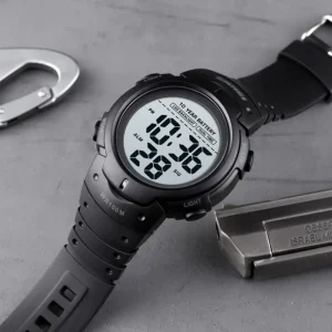 Men’s Digital Sports Watch LED Screen Large Face 10ATM Waterproof Luminous Swimming Stopwatch Alarm 47mm Dial