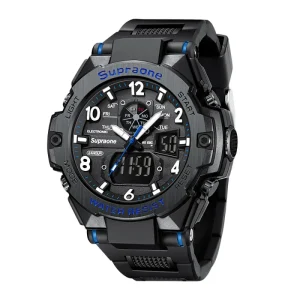 Men’s Digital Watch 30M Waterproof Large Dual Dial Multifunction Analog Outdoor Sports Electronic Watch