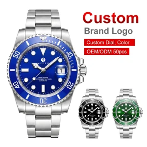 Mens Dive Watch 9015 Movement Easy to Read Dial 200 M Waterproof BGW9 Luminous Analog Alarm Chronograph Sapphire Crystal Watch