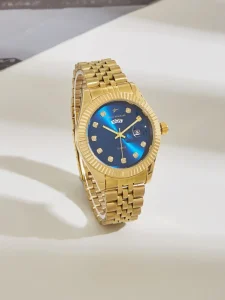Men’s Dress Quartz Watch Stainless Steel Band Minimalist Business Style Wrist Watch with Week Display