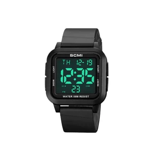 Mens EL Backlight Large Face Sports Watch Wristwatch 50M Waterproof Stopwatch Alarm Outdoor Ideal for Referee Running Training
