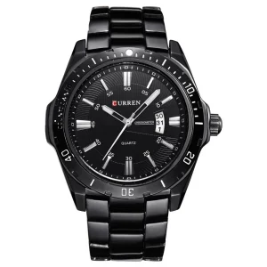 Men’s Fashion Korean Version Stainless Steel Luxury Quartz Watch Waterproof Date Luminous Business Style Uhr