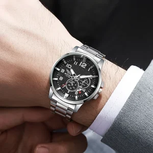 Men’s Fashion Quartz Watch Large Dial With Calendar Simple Style Daily Wear Multi Color Watches