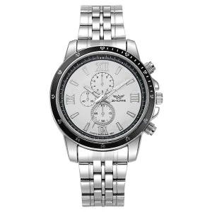 Men’s Fashion Quartz Watch Luxury Stainless Steel Silver Watch