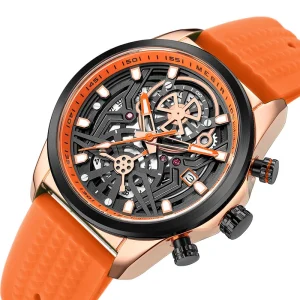 Men’s Fashion Sports Quartz Watch Large Dial Waterproof Silicone Strap Alloy Case