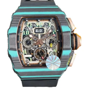 Men’s Fully Automatic Carbon Fiber Mechanical Watch Chronograph Analog Silicone Sapphire Watch