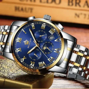 Men’s Fully Automatic Multi Functional 43mm Stainless Steel Starry Sky Dial Luminous Calendar 30M Water Watch