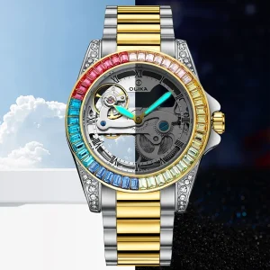 Men’s High End Automatic Mechanical Watch Classic Hollowed Out Design Stainless Steel Band