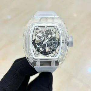Men’s High-Quality Mechanical Tourbillon 3502 Transparent Crystal Case Skeleton Waterproof Hip-Hop Watch